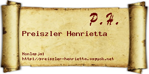 Preiszler Henrietta névjegykártya